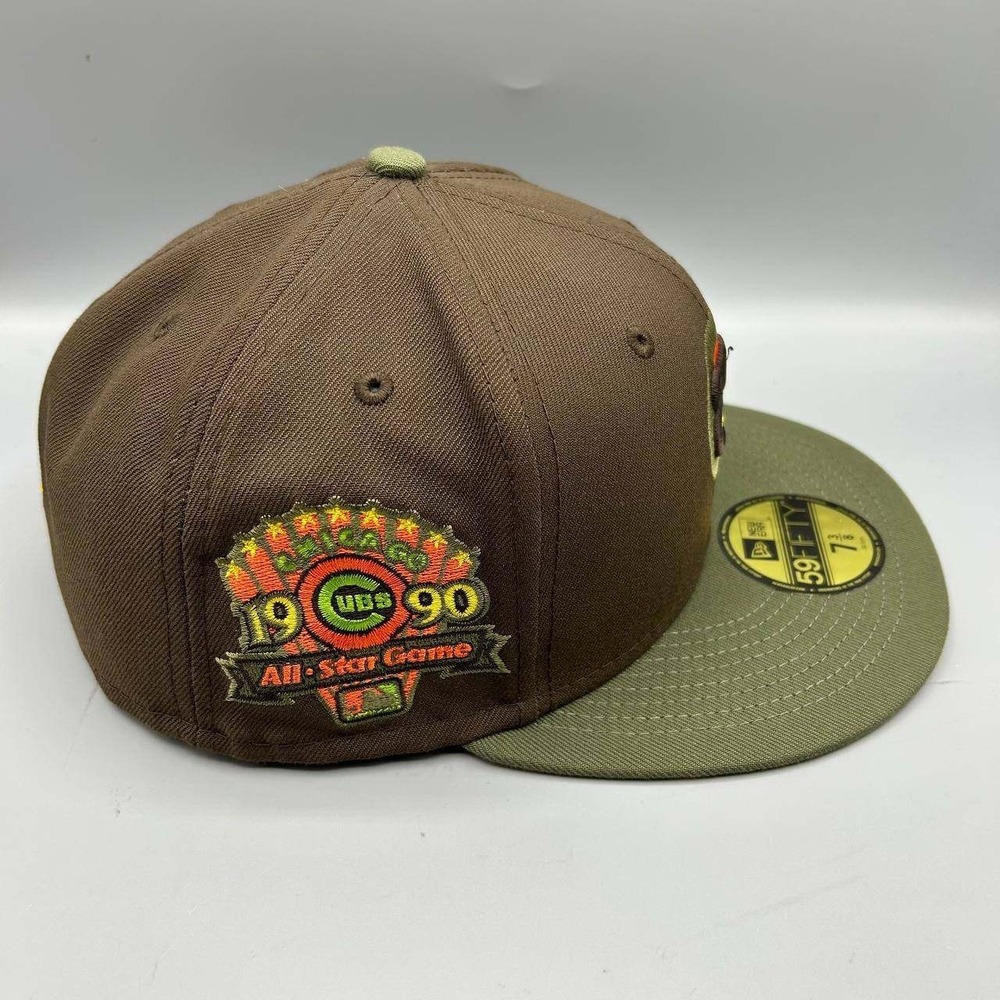 Chicago Cubs Hat Men 7 3/8 Brown Green 59Fifty New Era MLB Fitted Cap New